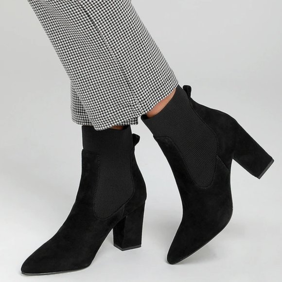 Steve Madden Richter Heel Ankle Black Suede Sock Booties Size 8M - Picture 2 of 16